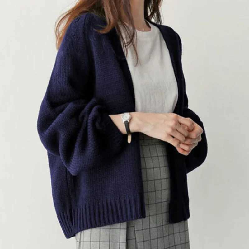 Elegant Knitted Solid Cardigan Coats Fashion Women Loose Long Sleeve Spring Autumn Sweaters Casual 2025 New Korean Cardigans J251103