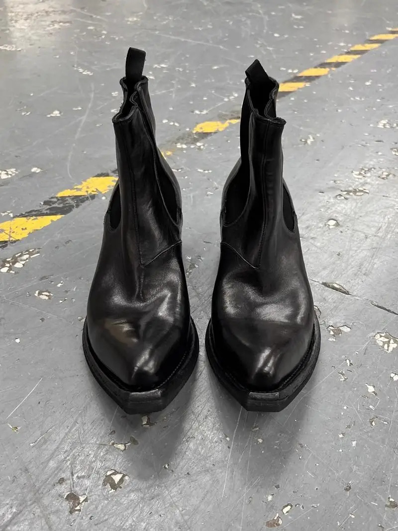 Hightop Mens heightened thicksoled pointedtoed Chelsea British casual trendy highheeled wizard boots 251030