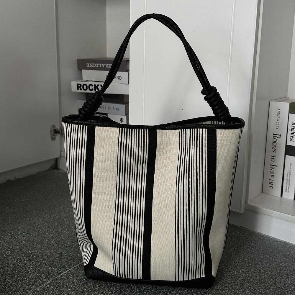 2025 Spring New Color Contrast Women Cotton Fabric Oversize Bags Minimalism Lady Daily Purse Big Tote
