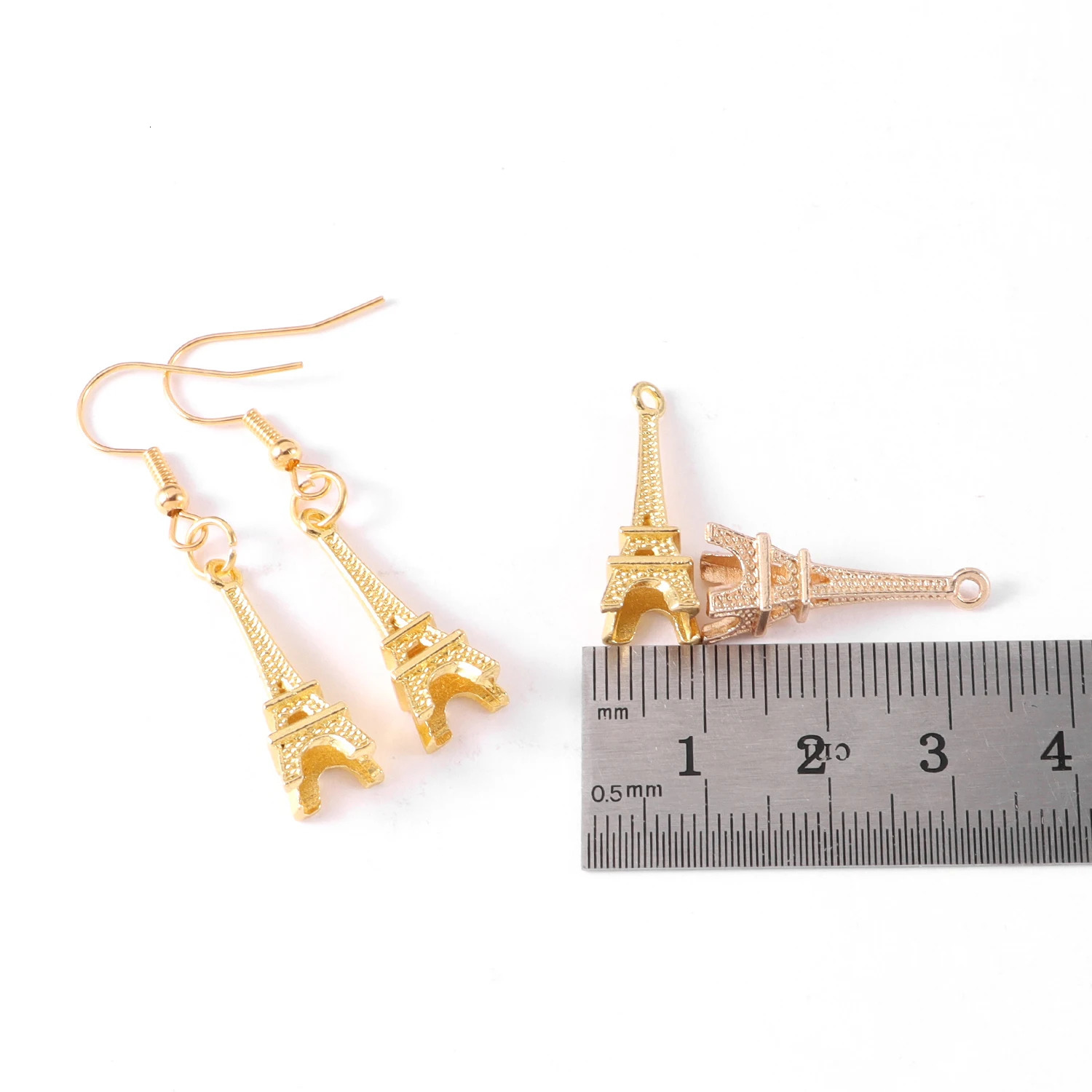 15 Diy Jewelry Accessories Pendants Zinc Alloy Small Tower Necklace Earrings Geometric Patterns Charm Eiffel 250325