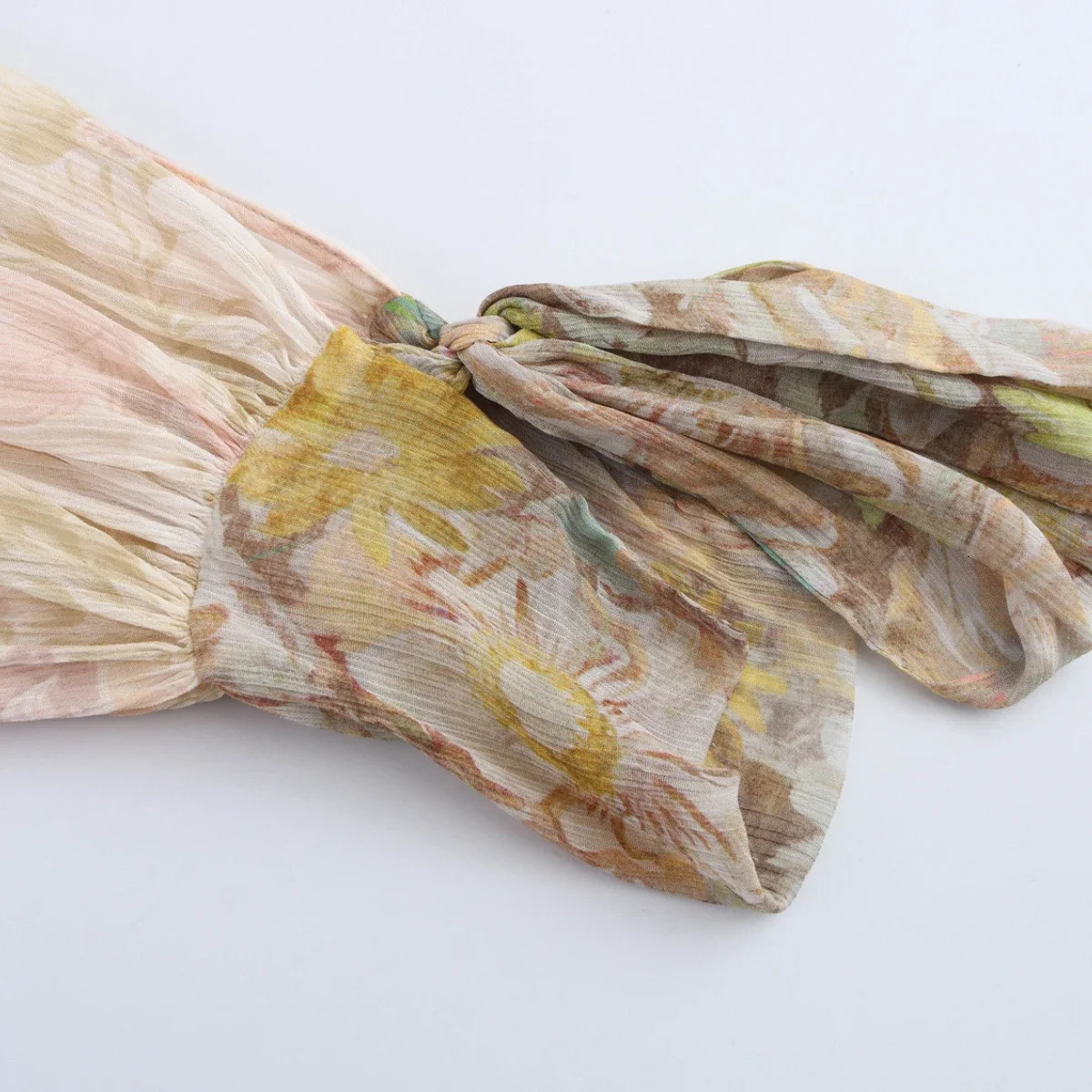 ZBZA Womens Floral Print Shirt V-neck Long Sleeve Single-breasted Asymmetrical Hem Top Spring and Summer Casual Chic Shirt 250403