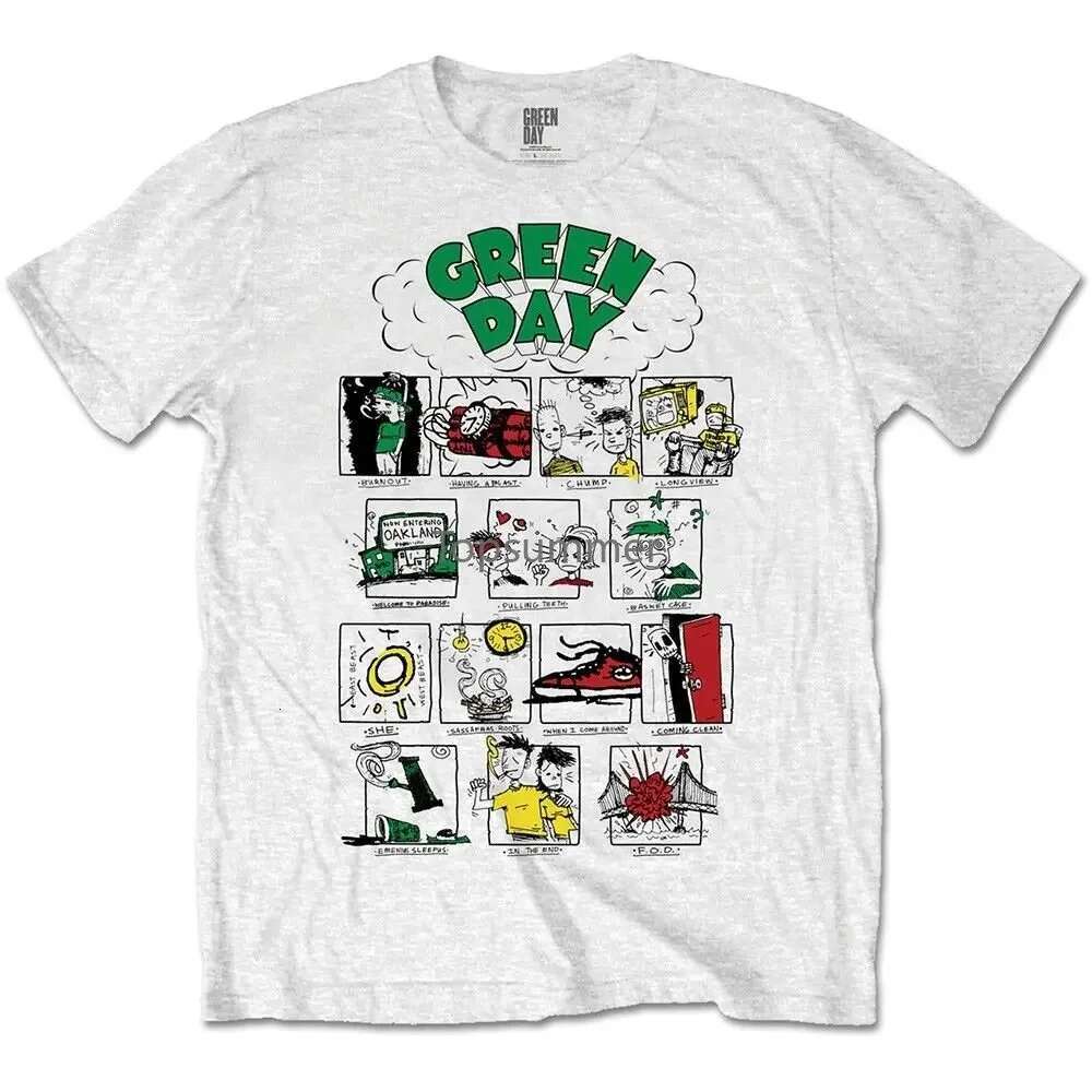 Green Day Men'S Dookie Collage White T Shirt New Mens Spring Summer Dress Short Sleeve Casual