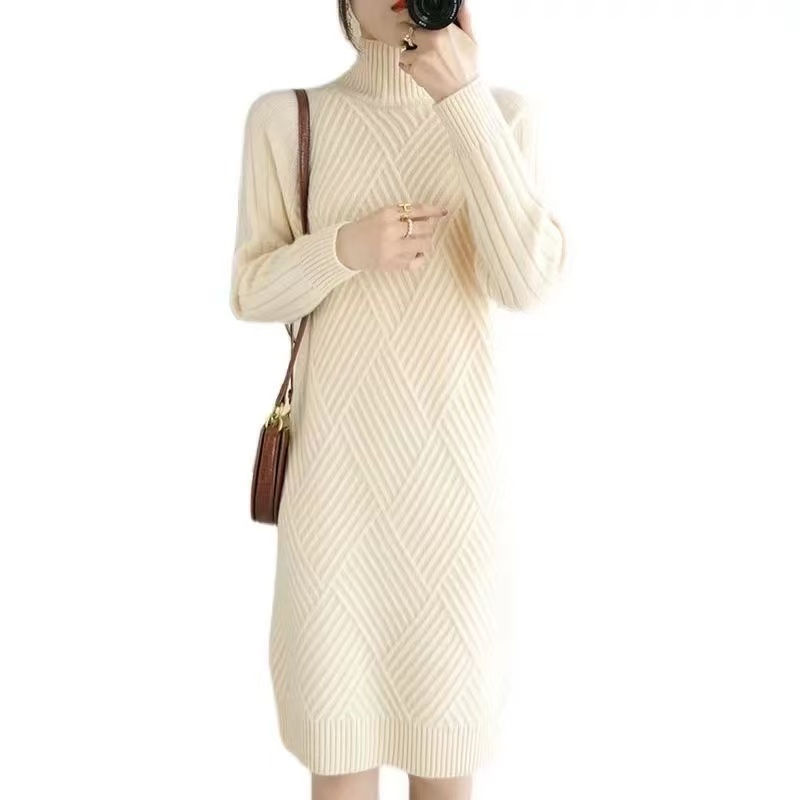 plus size women's new long sleeve high waist printed banquet dress mid-length skirt D02791