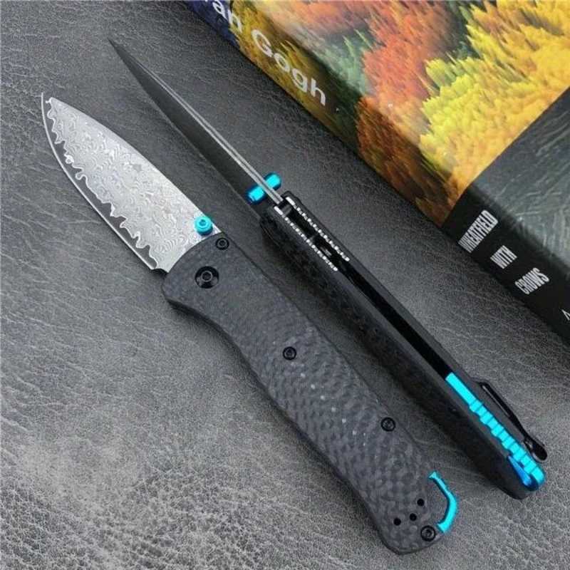 BM535 Pocket Folding Knife Damascus Steel Blade Carbon Fiber Handle Camping Durable Outdoor Hunting Self Defense KnifeT250402