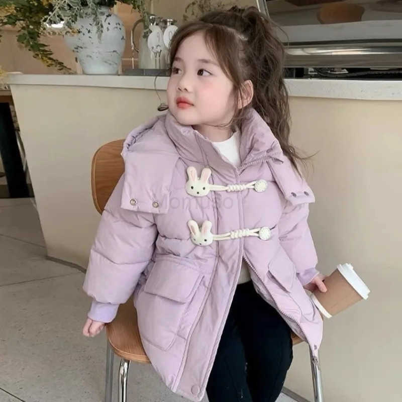 Sanrio 2025 Winter Fleece-Lined Thickened Cotton Coat for Toddler Kids Girls Stylish Warm Outdoor Jacket with Hood H251104