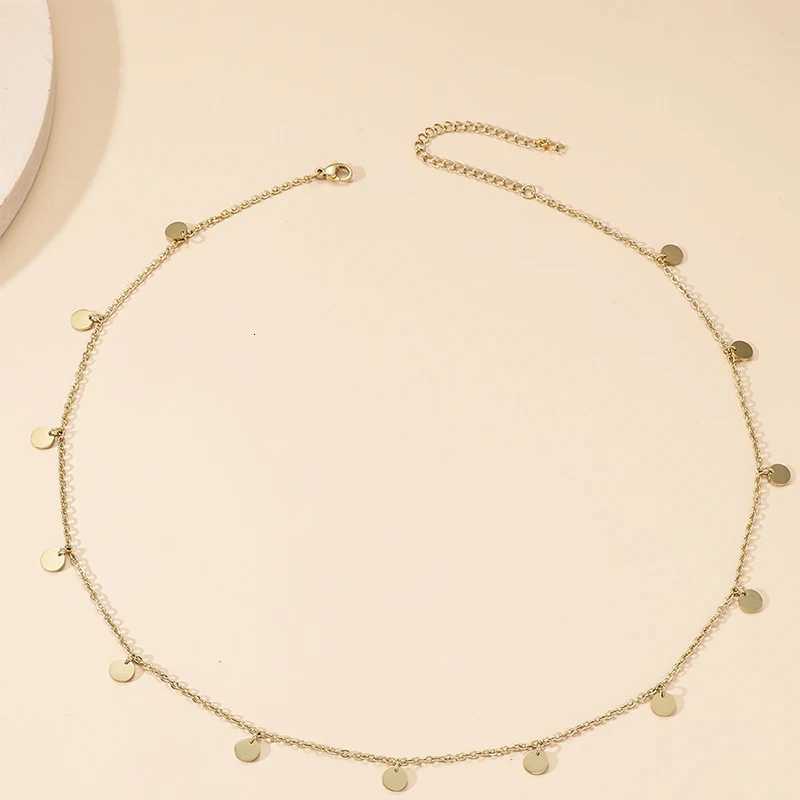 Fashion Simple Stainless Steel Round Small Coin Pendant Necklace For Women Gold Color Waterproof Geometric Charm CollarsXJ251104