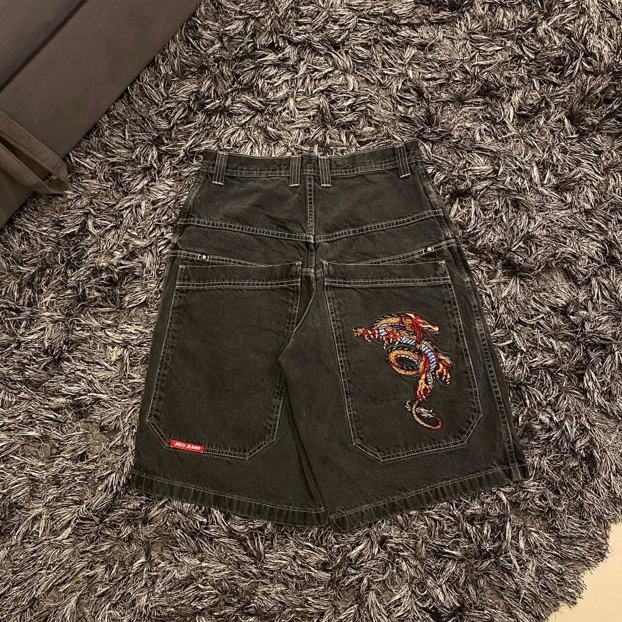 Y2k denim Mens Jeans Designer Jeans For Men Jeans street hip-hop graphic black loose Gothic men's shorts