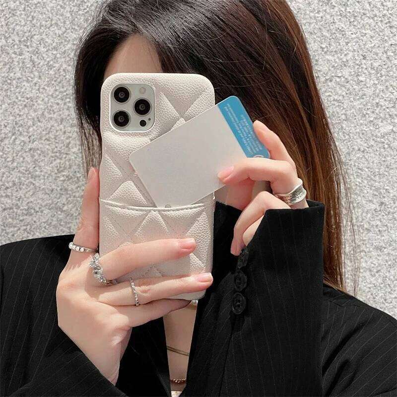 Crossbody Lanyard Wallet Phone Case For Iphone 15 14 13 12 16 Pro Max 11 Card Holder Necklace Chain Geometric Leather Iphone 17 Pro Case Designer Phon