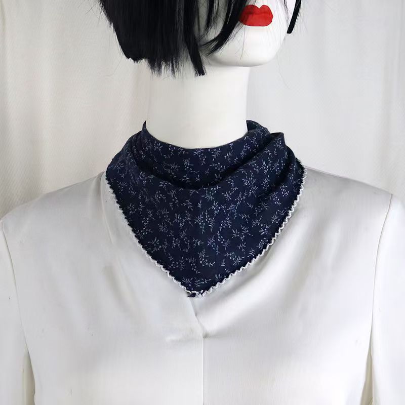 T413 lace floral silk scarf new thin scarf versatile decorative triangle headscarf headband neck protection leisure