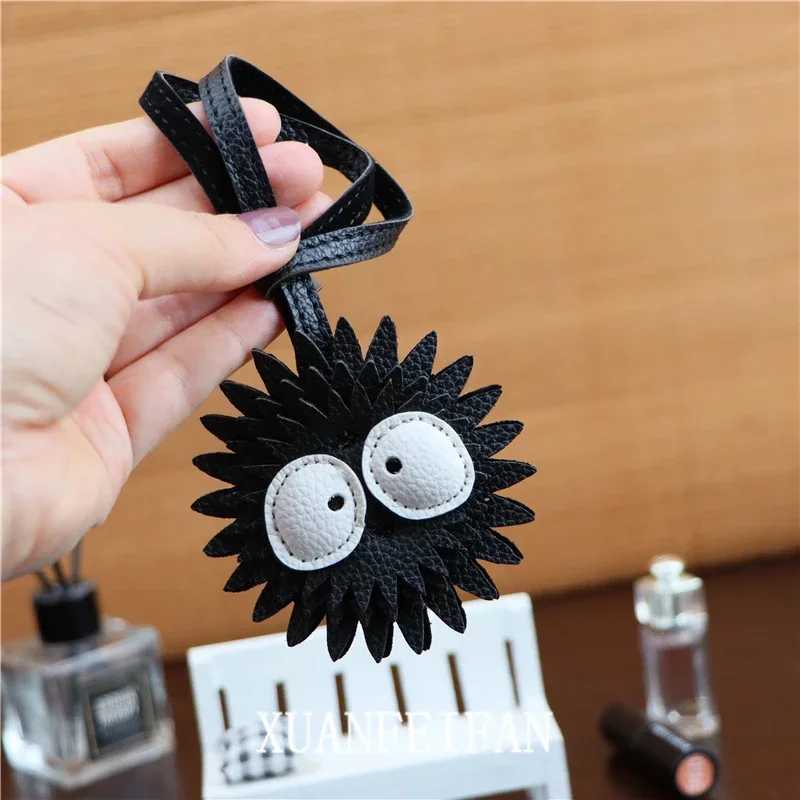 Black Coal Ball PU Leather Keychain Bag Pendant Bag charm Personality Female Tide With Accessories Ugly cute Little CoalBallW251103