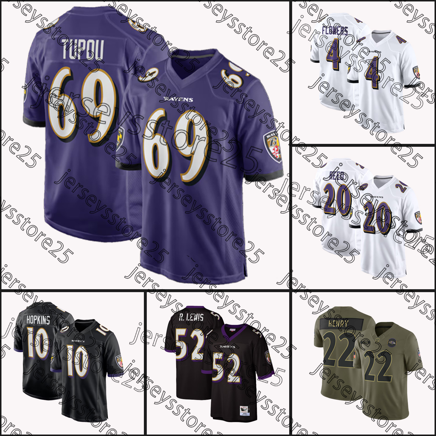 Derrick Henry Baltimore Football Jersey Nate Wiggins Zay Flowers Kyle Hamilton Roquan Smith DeAndre Hopkins Mark Andrews Ravenss Jerseys