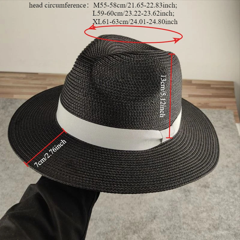 XL Big Size 63CM Summer Beach Woven Sun Hats Men Women Plus Size Jazz UV UPF 50 Sun Protection Travel Panaman Straw Hats Unisex 250326
