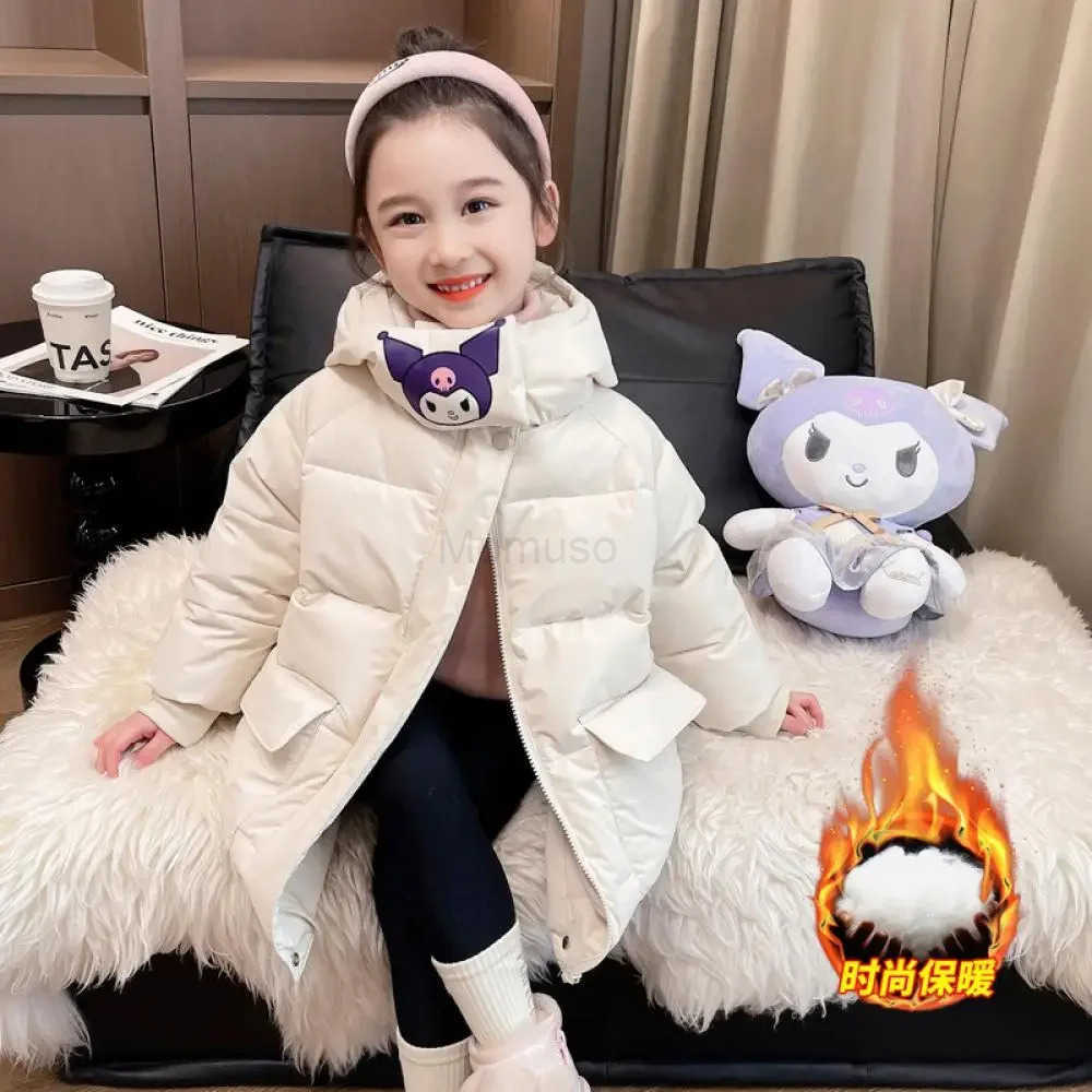Sanrio New Kawaii Kuromi Children Down Cotton Padded Jacket Coat Cute Thicken Warm Winter Clothes Cotton Coat Kids Cartoon Tops Gift H251104