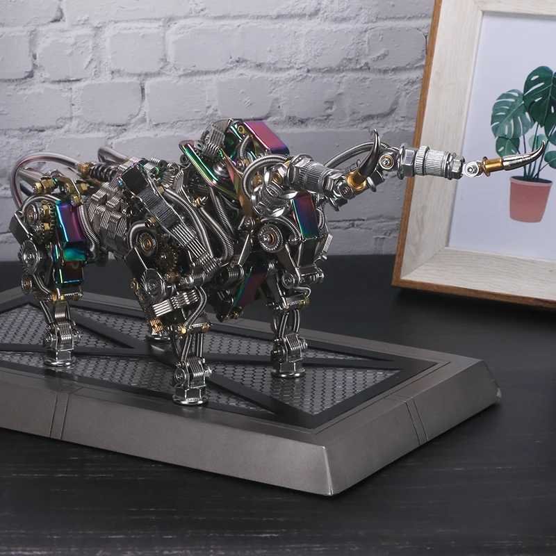 Mechanical animal Bull 3D Metal Puzzle DIY Building Blocks Trendy Handicraft Assembly Model Puzzle toys Birthday Gift for Adult C251104