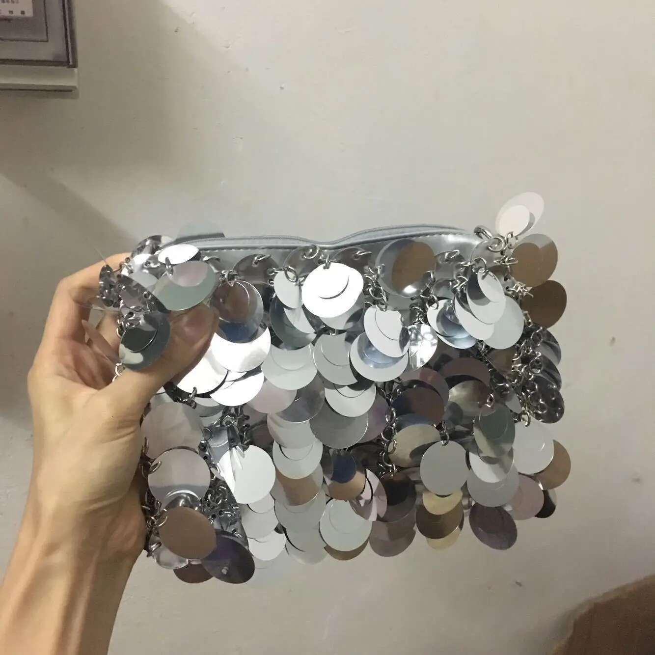 Sier Sequins Handbags For Women 2023 Fashion Bg Girls Shouler Wedding Party Lady Glitter Tote Bag Purses