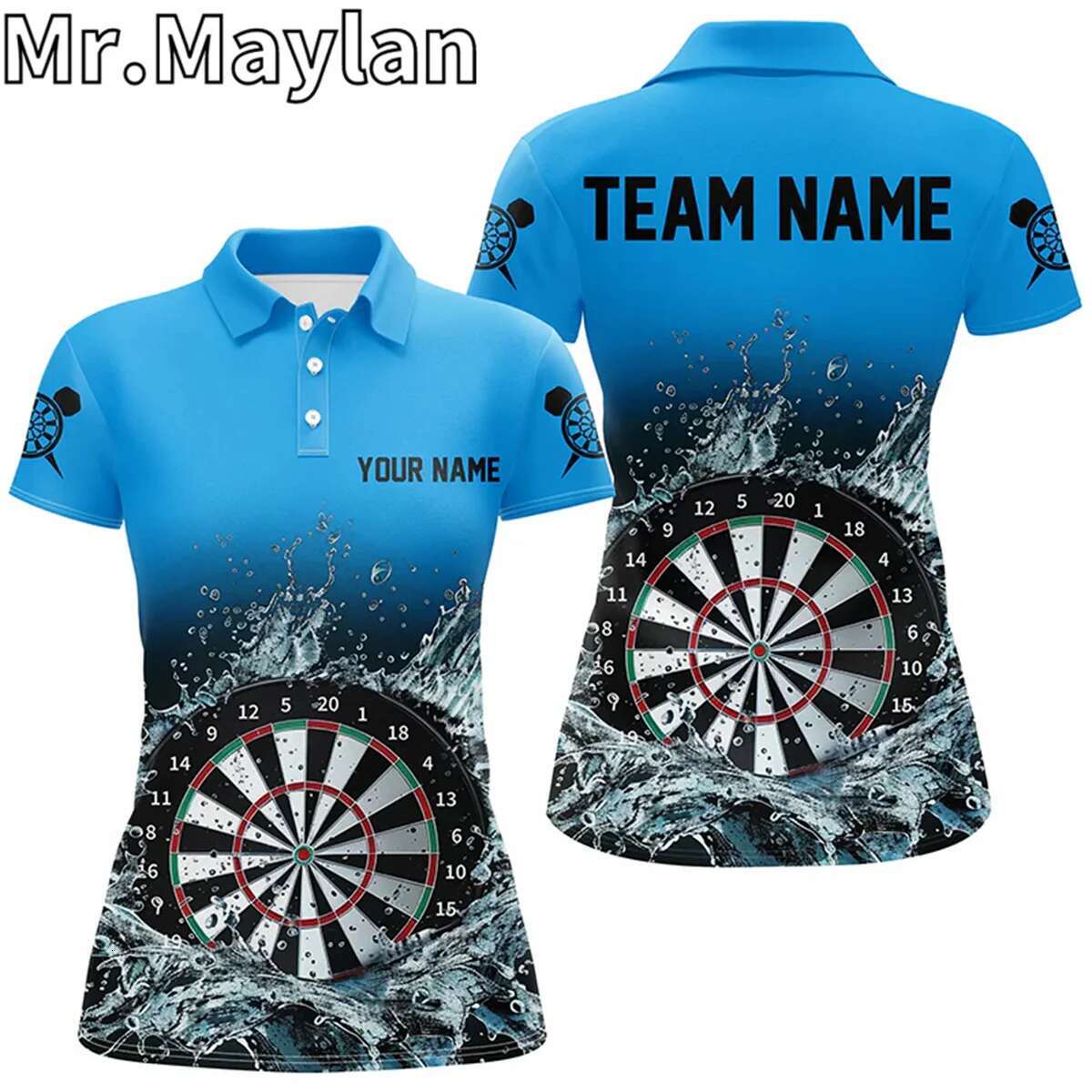 Personalized Lighing Thunder Dartboard Green 3D Polo Shirts Women Custom Darts Team Jerseys Gift For Dart Lovers