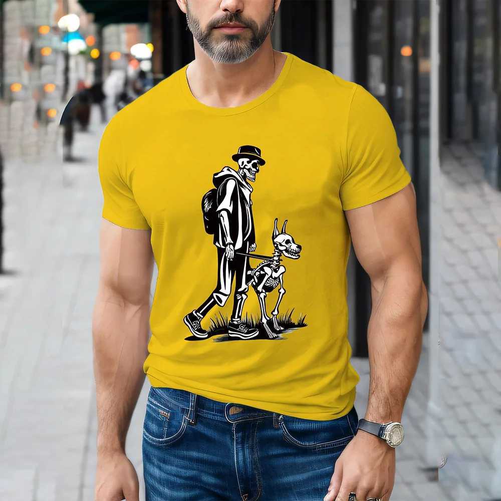 Summer mens T-shirt fashion mens clothing 3D printing casual loose and lightweight short sleeved outdoor street T-shirt W250403