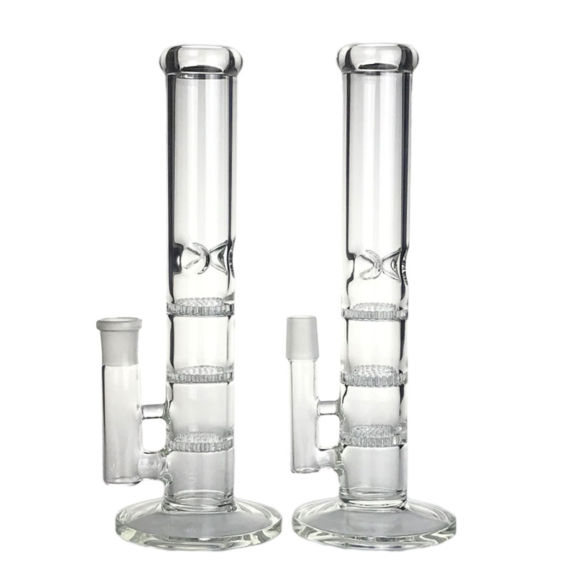 Goodsstore 18mm Male Female Bong Glass Water Pipes 10.5 Inch Three-Layer Filtering Honeycomb Model Smoking Bongs Thick Heady Glass