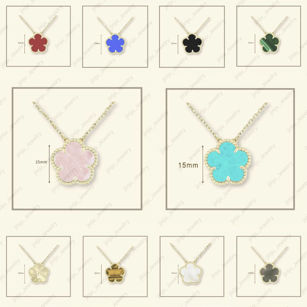 4 clover necklace jewlery designer for women silver necklace 18K gold jewelry top quality 1 motif sculpture 15MM flower chain with pendant luxury jewelry women gifts