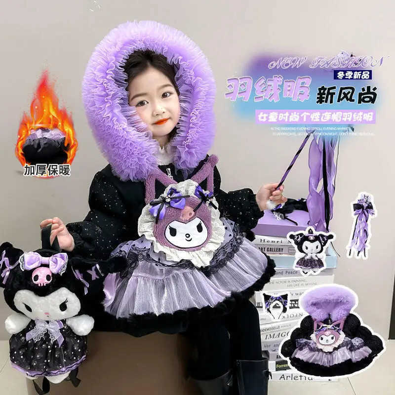 Sanrio Girl Kawaii Lolita Cosplay Down Jacket Winter 2025 New Childrens Cartoon Anime Fashion Sweet Princess Cotton Coat Girls Gifts H251104