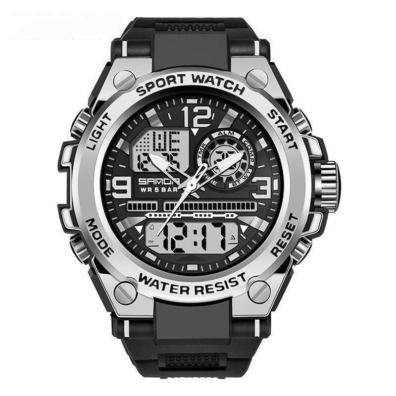 DHwatches Sanda Alarm Clock Fashion Trend Shockproof for Men Multifunctional Waterproof Luminous Electronic Men's Watch