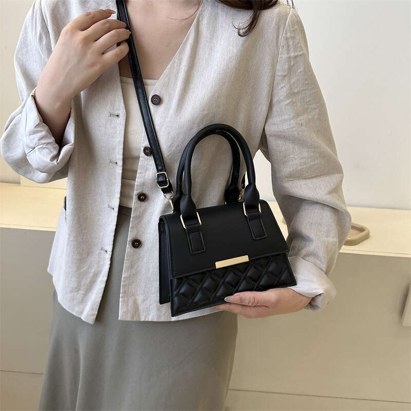 Solid color diamond grid bag, women's versatile, imitation embroidery thread handbag, fashionable Korean version, casual versatile crossbody bag
