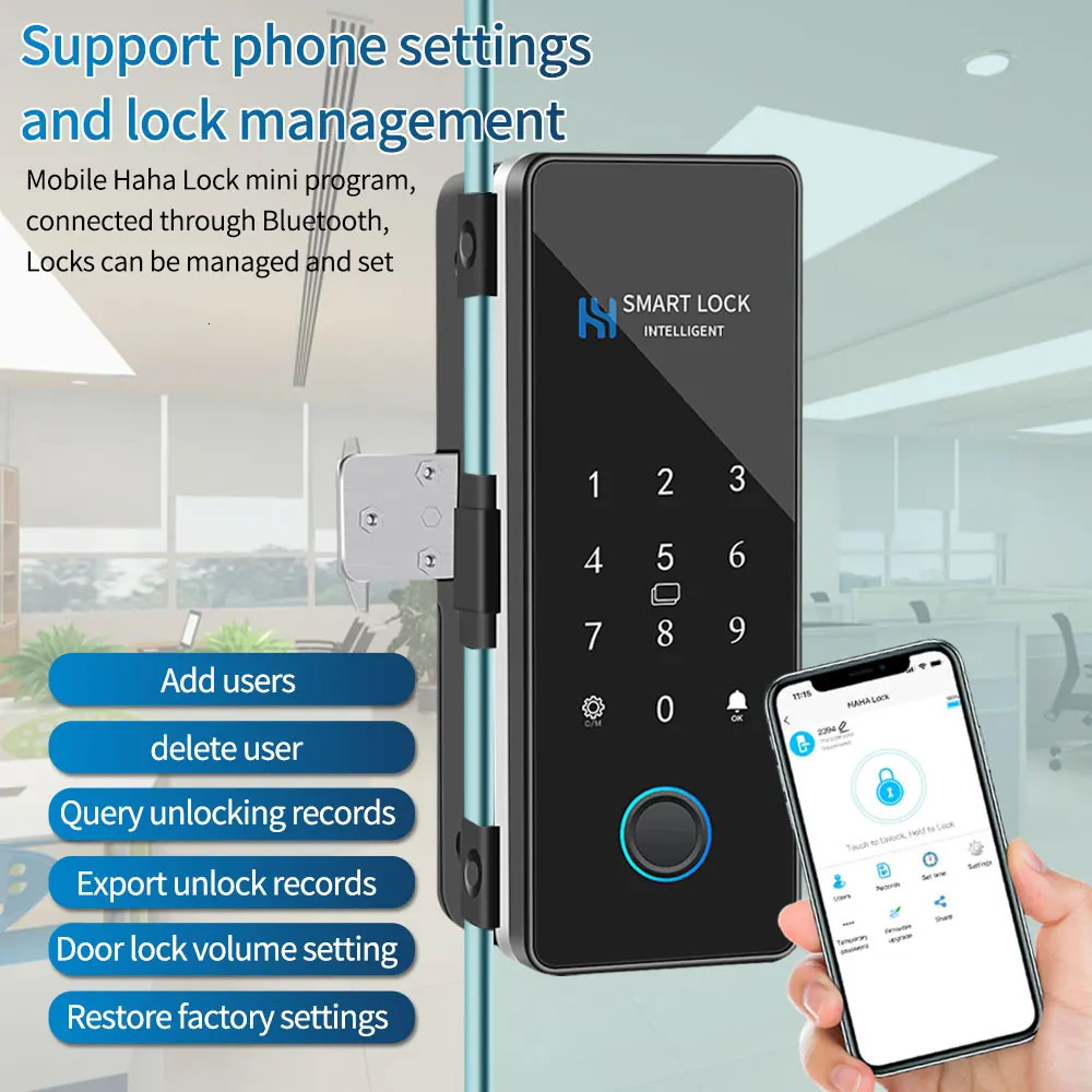 Smart Door Lock For Wooden Sliding Glass Door HAHALock App Biometric Fingerprint Lock Bluetooth IC Card Electronic Digital Lock 250402