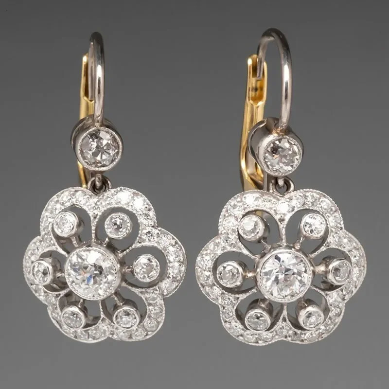 Gorgeous flower crystal wedding earrings for women fashionable jewelry micro spread white cubic zirconia drop gift 250326