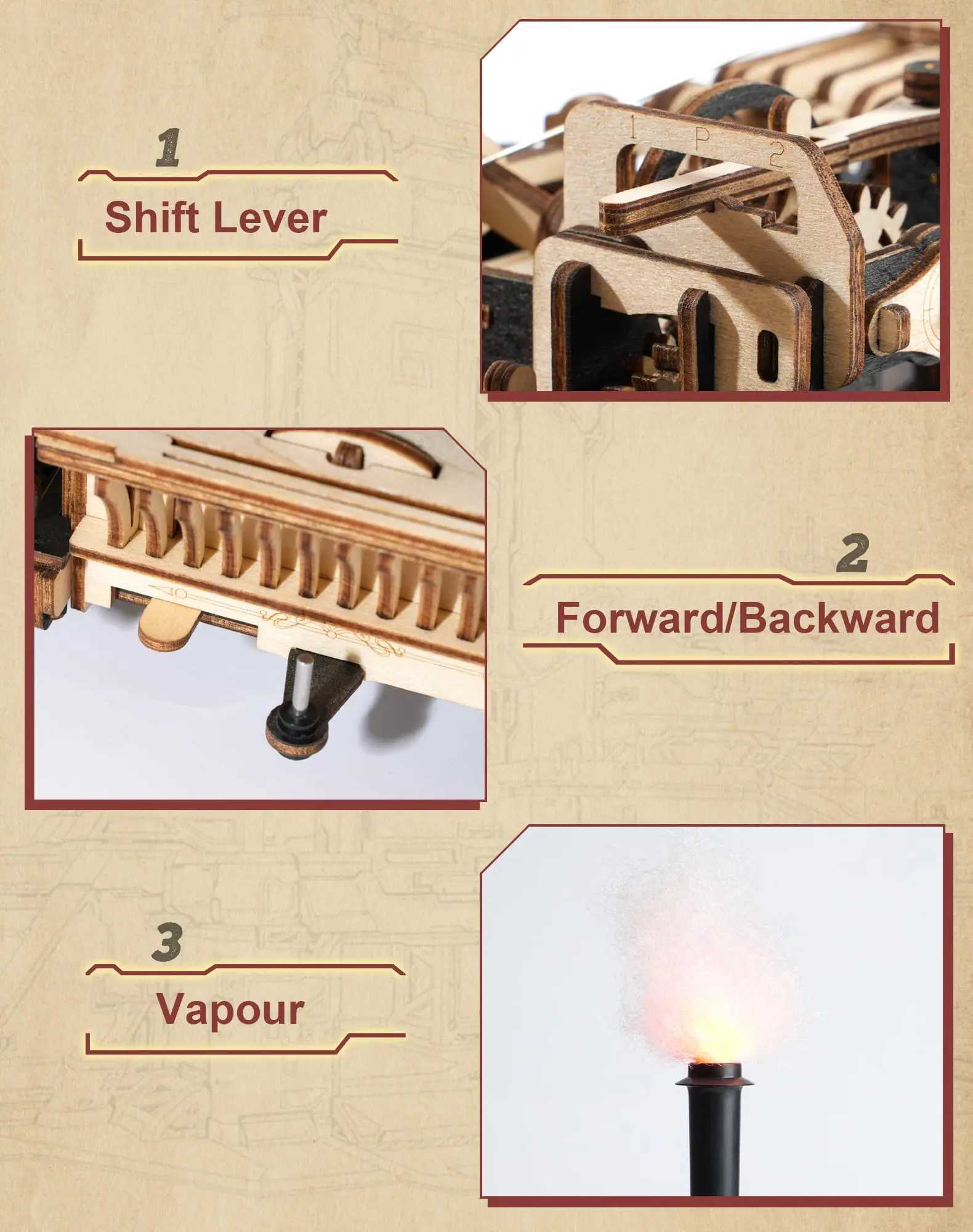 Robotime Rokr Tractor Locomotive Model 3D Wooden Puzzle for Adults Steam Engine Tractor Birthday Gifts for Boys Hobbies Toys C251104