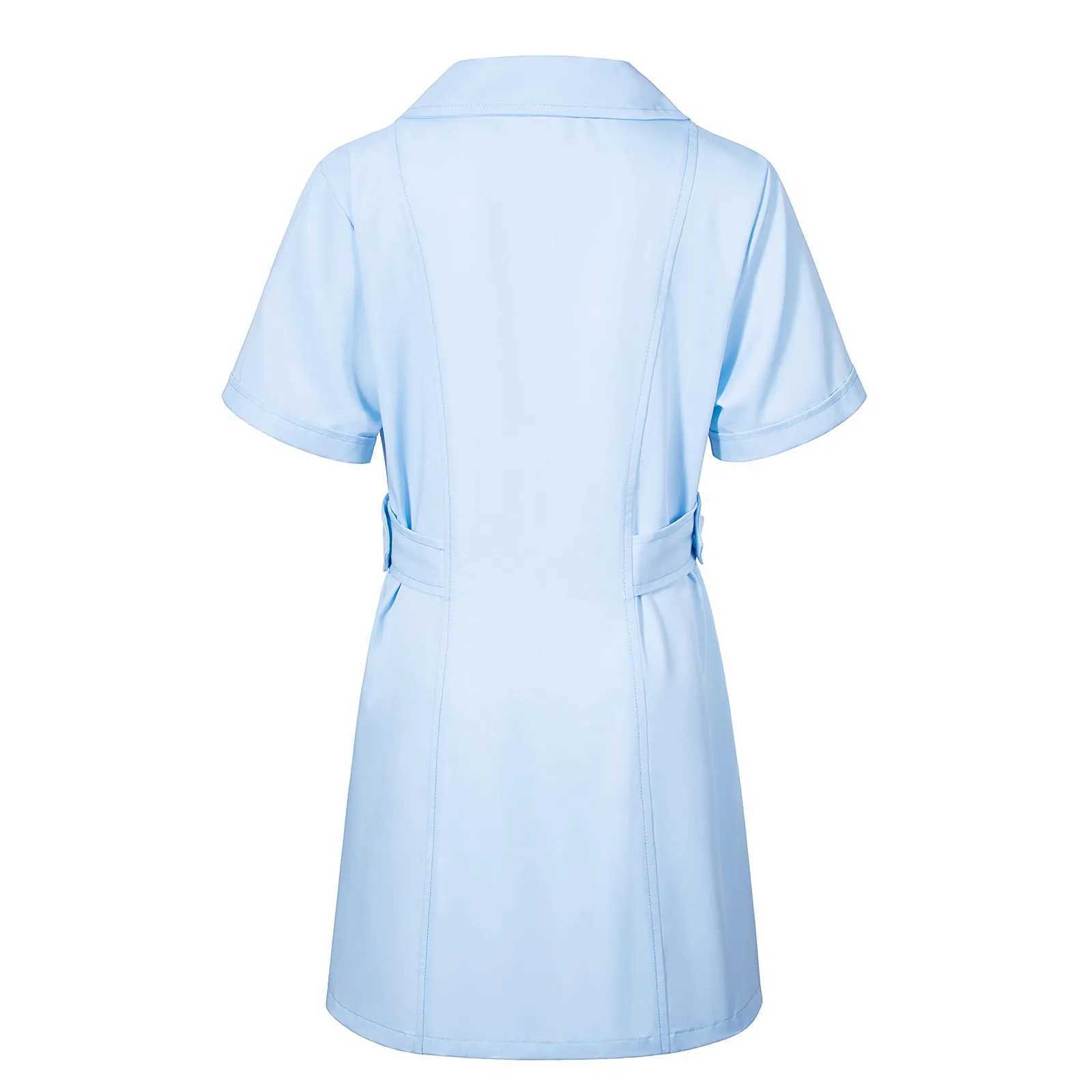 Womens Fashion Caring Nurse Uniform Hospital Pharmacy Doctor Work Uniform Lightweight Short Sleeve Slim Fit Workwear Dress W251104