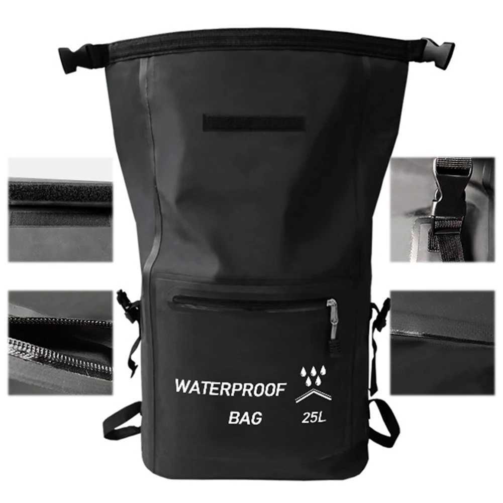25L Waterproof Backpack Dry Backpack Large Capacity Rolltop Beach Bag PVC Swimming Backpack for Camping HikingC250407