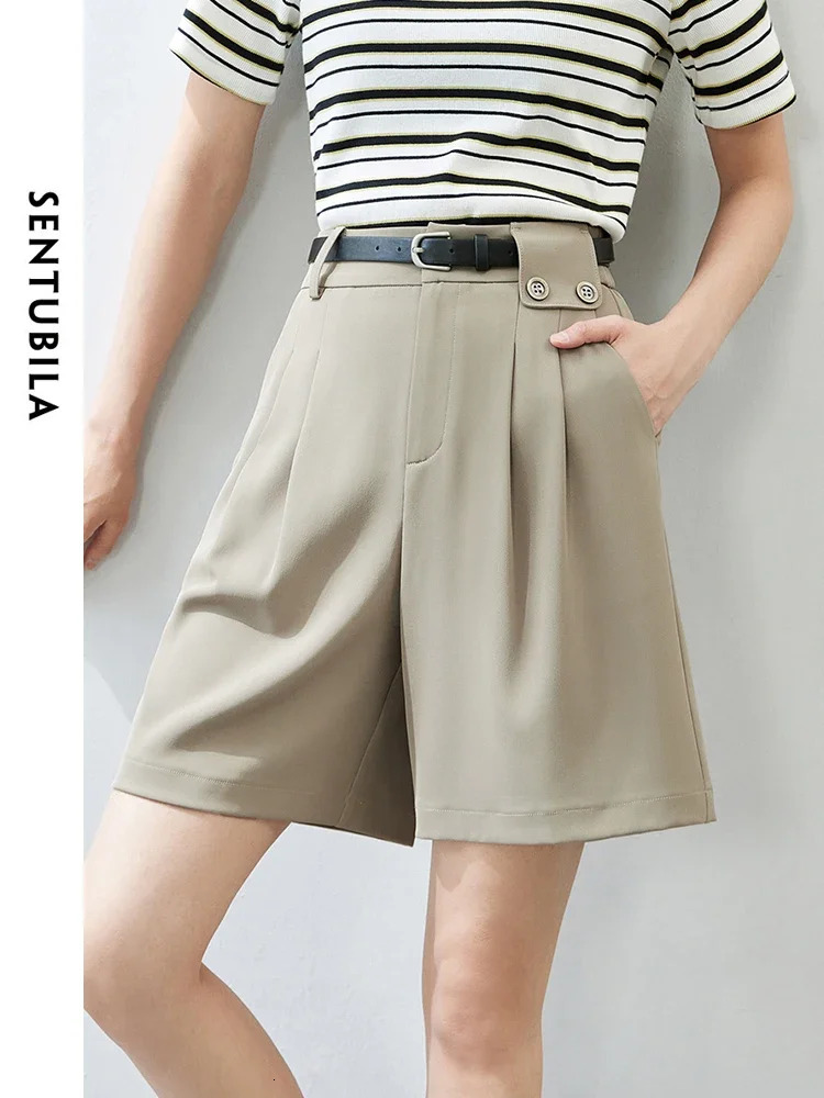 SENTUBILA Womens Wide Leg Shorts 2025 Fashion Loose Short Skirt Pants Trouser Summer Clothing 142K54505 250401