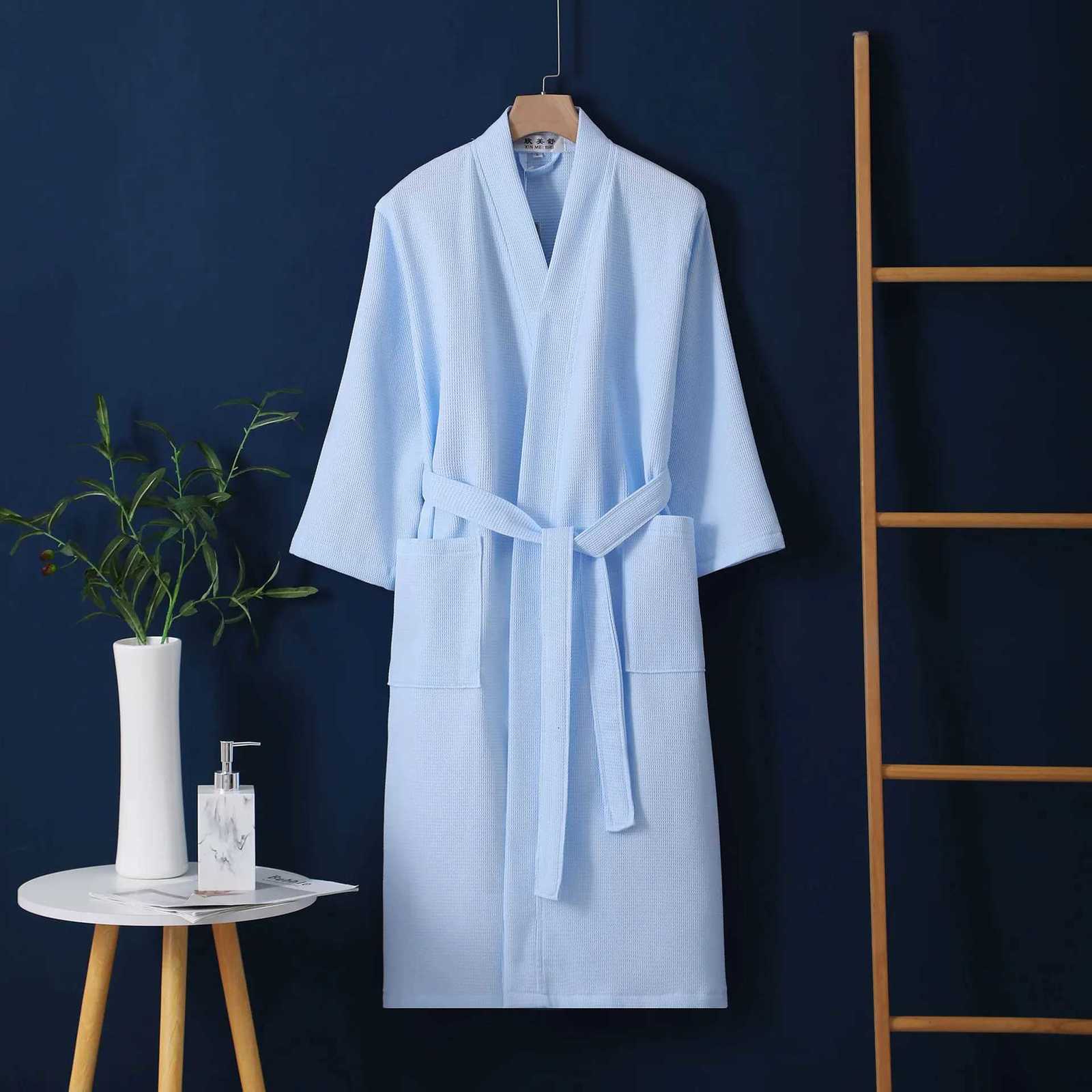 New Wedding Dress 100 Cotton Waffle Bathrobe Lightweight Spring Autumn Couples Sleepwear Winter Nightwear Womens Kimono Robe C251104