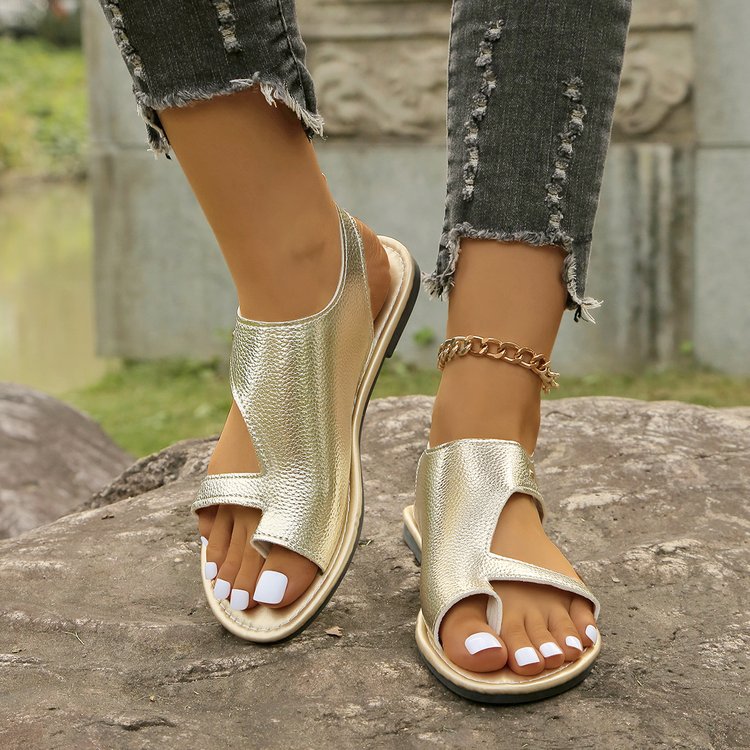 designer shoes 2025 Cross-border summer style Southeast Asian toe-loop hollow flat sandals for women foreign trade large size simple beach sandals
