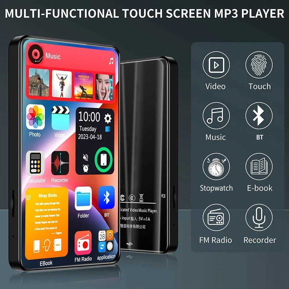 4-inch MP3 player music player built-in speaker 16GB full screen MP4 video playback with FM radio recording suitable for portable players Z250403
