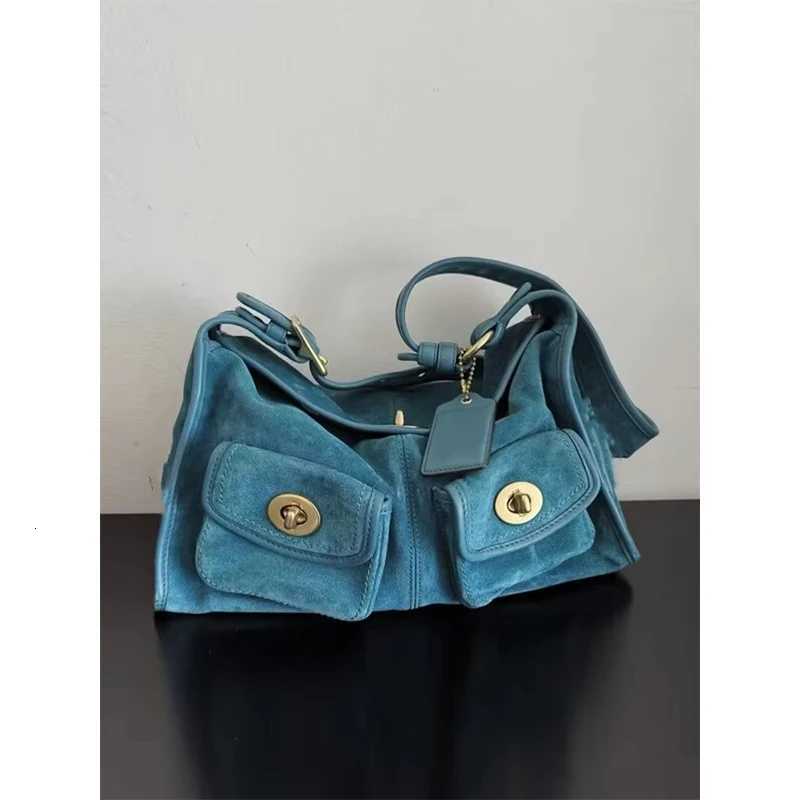 Faux Frosted Velvet Tote Bag For Women Multi-pocket Shoulder Bag Casual Wide Strap Commuter Messenger Bag Fashion Underarm Purse X251104
