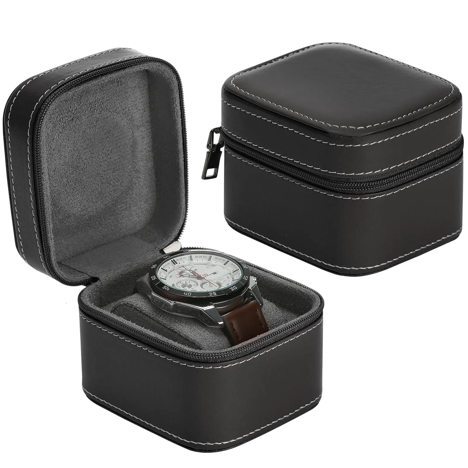 Single Watch Box Small Watch Travel Cases for Men Women Portable Zipper Wristwatches Storage Holder Boxes with Removable Pillow 251027