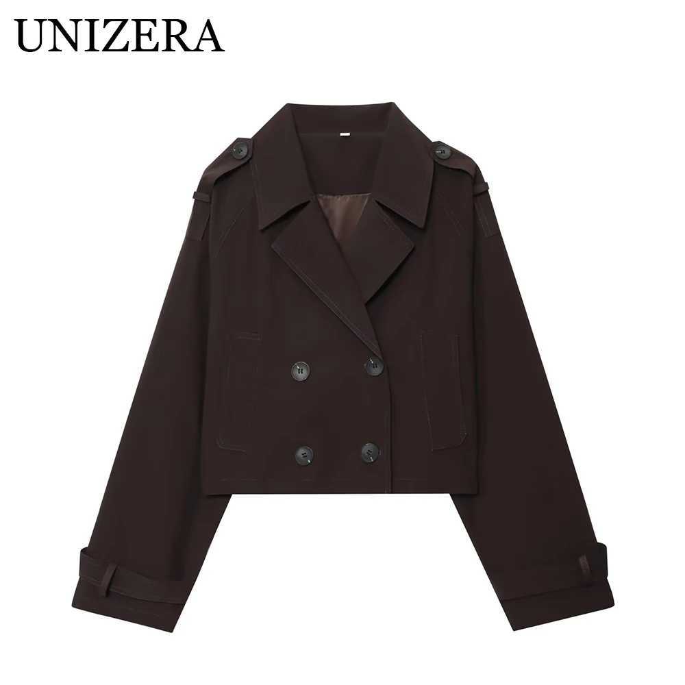 Autumn new womens clothing fashion temperament double breasted classic long sleeved short windbreaker jacket J251103