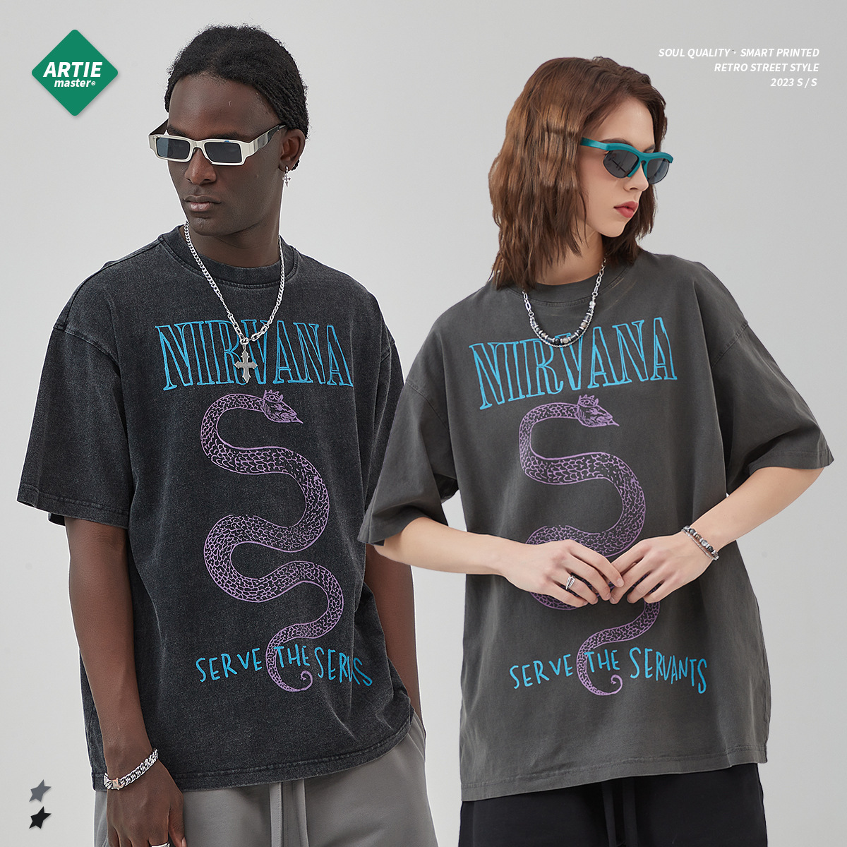 ARTIE Wear | 2025 Spring/Summer New Washed and Old Printed Short sleeved Men's T-shirt High Street Trendy Brand