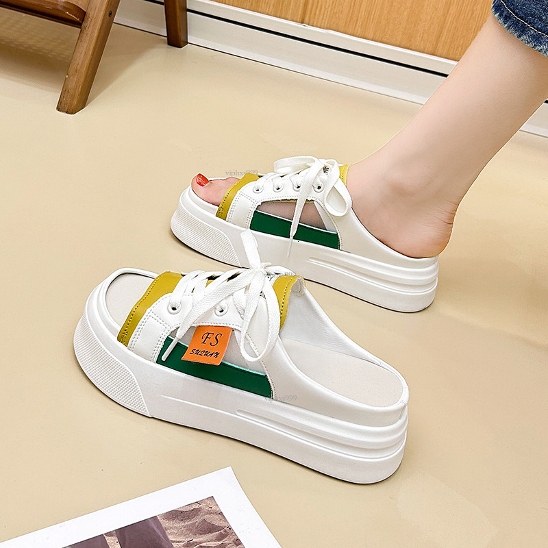 New Designer Sandals With Free Shipping 2025 Summer New Half Slippers Outsiders Casual One Step Lazy Slim Sole Small White Shoes For Women