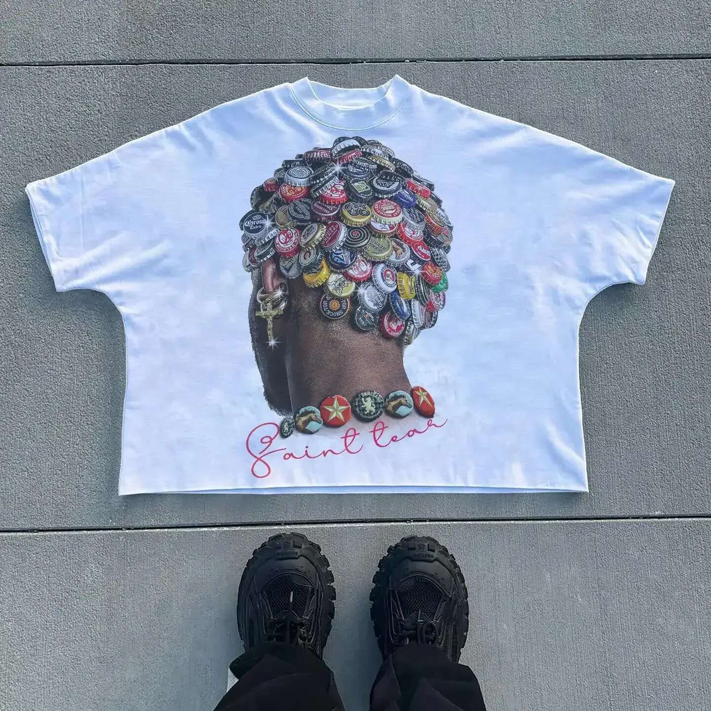 Haruku Streetwear Men Women Clothing Y2k Goth Art Graphic Print Short Sleeve Vintage Trendy Oversized Casual T Shirt