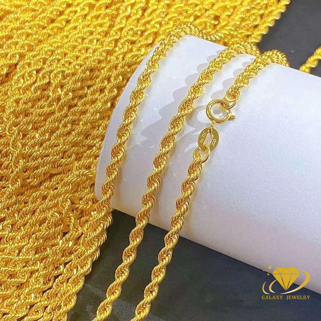 Wholesale Au750 18k Pure Gold Jewelry 9k 10k 14k 18k 24k Twisted Rope Chain 1.08mm-6mm Gold Rope Chain