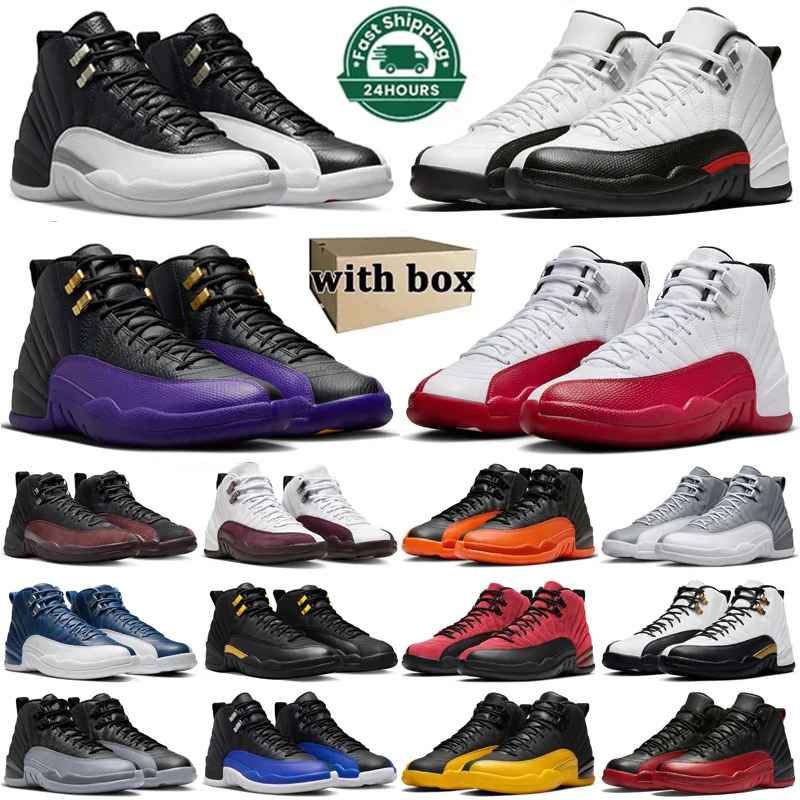 men 12s basketball shoes with box cherry field purple playoffs royalty black red taxi stealth brilliant orange mens outdoors trainers sports size 4047