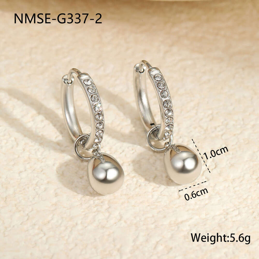 Cross-Border Hot-Selling Fashion Small Hoop Earrings Stainless Steel Clips 18K Gold Plated Design Sense Light Luxury Diamond-Studded Ear Jewelry Whole