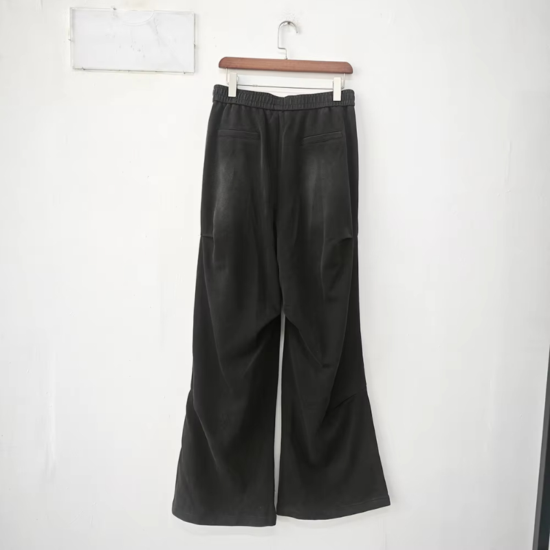 2025 Spring Pleated Design Washed Pants Men's American Street Drawstring Niche Casual Wide Leg Trousers New Fashion Z260315