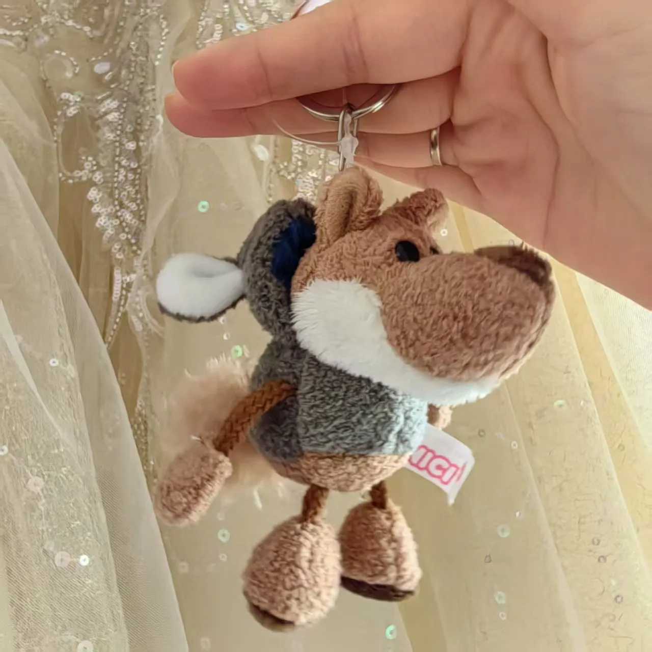 Animal Cute Ugly Wolf Doll Wearing Sheepskin Wolf Mini Pendant Keychain Plush Backpack Hanging Car Rabbi Keychain Plush Toy C251104