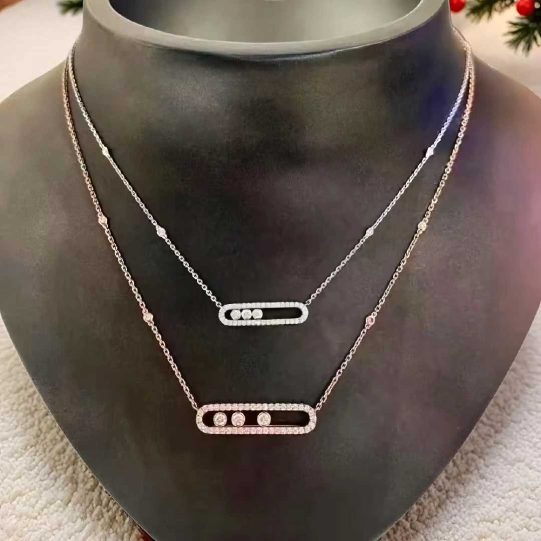 High Quality 925 Sterling Silver Boutique Jewelry Pendant Necklace Inlaid With Shiny Movable Zircon Fashionable Womens BanquetXJ251104