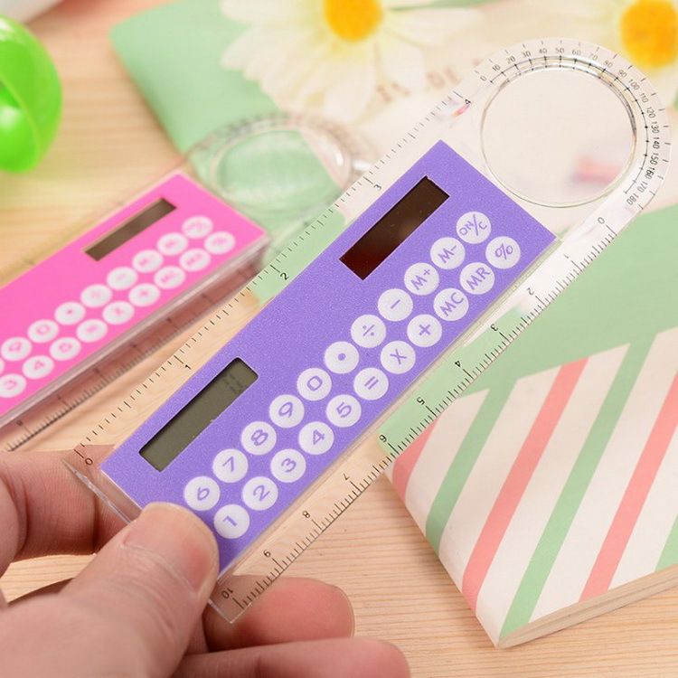 Mini Portable Solar Energy Calculator Creativ Multifunction Ruler Students