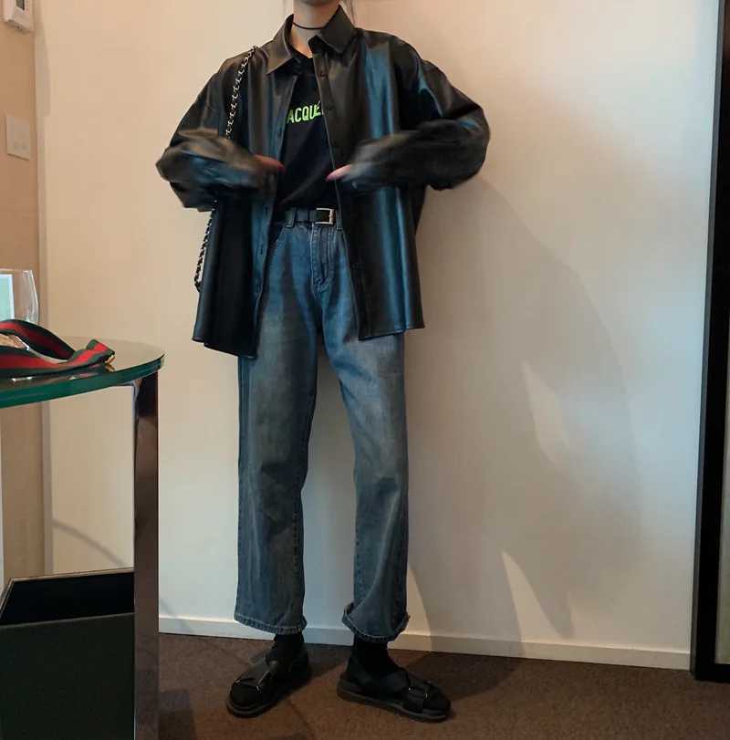 New chic PU leather Women blousess Basic Coat Motor Biker Jacket shirts Spring Autumn Black Faux Leather jackets J251103