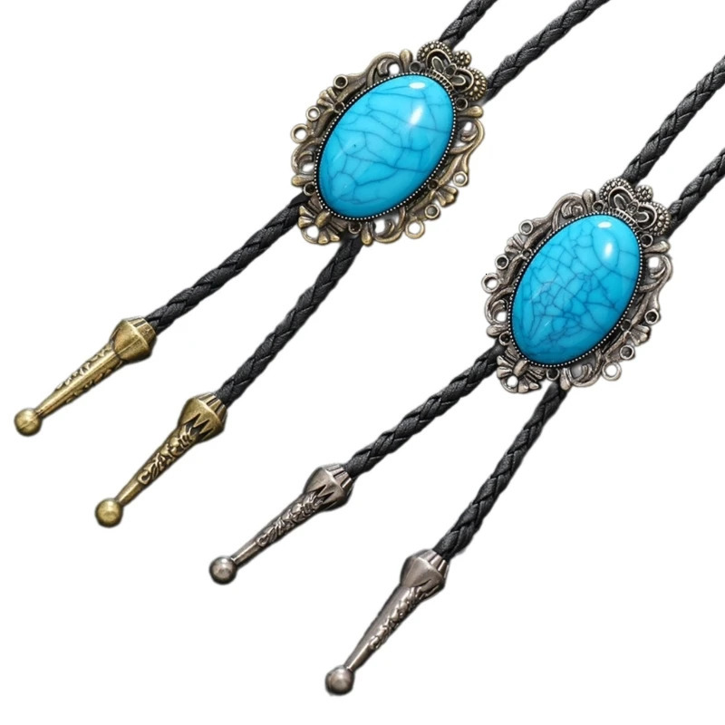 Bolo Tie for Men Western Cowboy Necktie Turquoise Bolo Tie Pendant Necklace Costume Accessories Vintage Bolo Ties 250403
